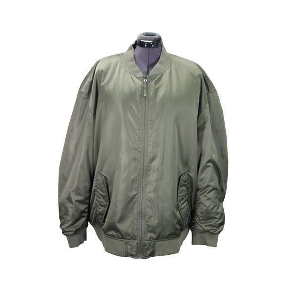 GAP Other - Gap Bomber Jacket Men's XXL‎ Green Satin Full Zip Relaxed Fit Casual Outerwear